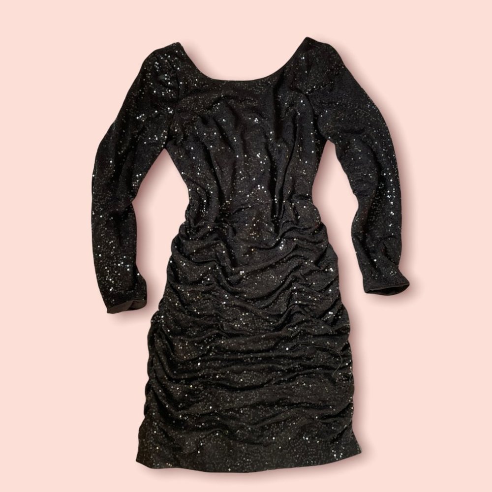 Sequin black party mini dress - Aidan Mattox